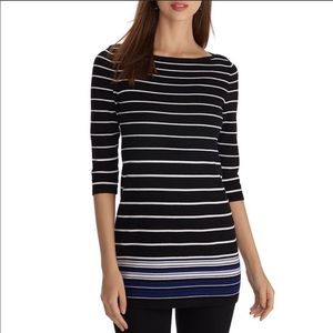 WHBM Boat Neck Stipe Tunic Pullover Size XL